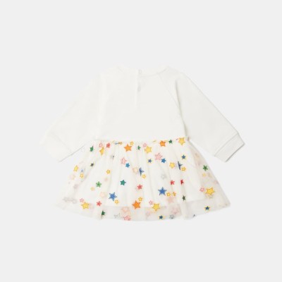 Stella McCartney Kids Baby Φόρεμα Φούτερ με Ουράνιο Τόξο και Τούλι Ivory