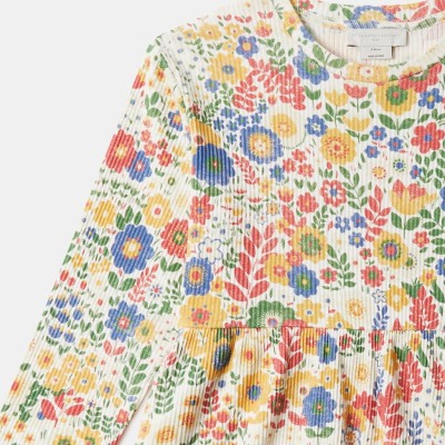 Stella McCartney Kids Παιδικό Ιβουάρ Φόρεμα Jersey με Πολύχρωμο Φλοράλ Σχέδιο