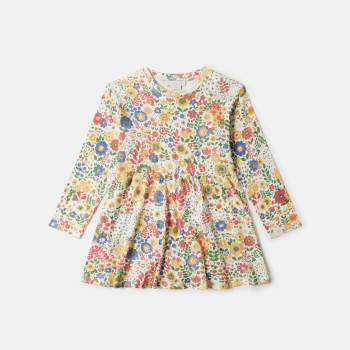 Stella McCartney Kids Παιδικό Ιβουάρ Φόρεμα Jersey με Πολύχρωμο Φλοράλ Σχέδιο