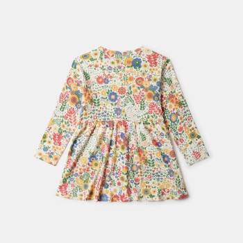 Stella McCartney Kids Παιδικό Ιβουάρ Φόρεμα Jersey με Πολύχρωμο Φλοράλ Σχέδιο