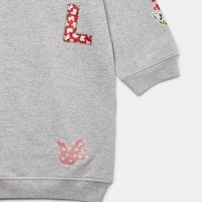 Stella McCartney Kids Παιδικό Γκρι Φούτερ Φόρεμα με Patch Λεπτομέρειες