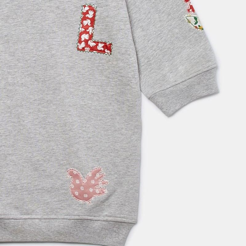 Stella McCartney Kids Παιδικό Γκρι Φούτερ Φόρεμα με Patch Λεπτομέρειες