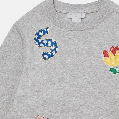 Stella McCartney Kids Παιδικό Γκρι Φούτερ Φόρεμα με Patch Λεπτομέρειες