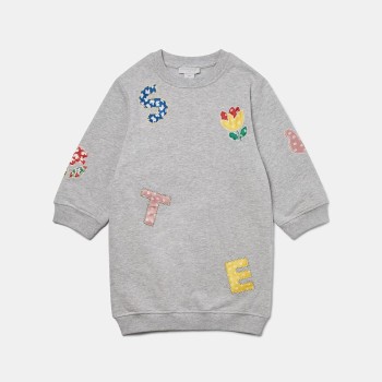 Stella McCartney Kids Παιδικό Γκρι Φούτερ Φόρεμα με Patch Λεπτομέρειες