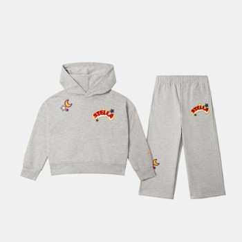 Stella McCartney Kids Παιδικό Κοριτσίστικο Γκρι Μελανζέ Σετ Φόρμας με Κόκκινο Λογότυπο Stella
