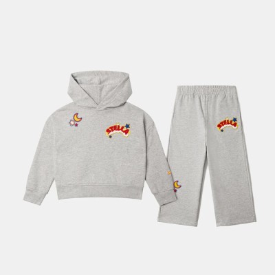 Stella McCartney Kids Παιδικό Κοριτσίστικο Γκρι Μελανζέ Σετ Φόρμας με Κόκκινο Λογότυπο Stella