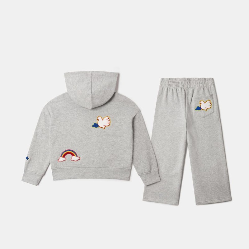 Stella McCartney Kids Παιδικό Κοριτσίστικο Γκρι Μελανζέ Σετ Φόρμας με Κόκκινο Λογότυπο Stella