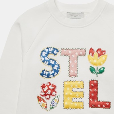 Stella McCartney Kids Παιδικό Κρεμ Φούτερ με Πολύχρωμο Κεντημένο Λογότυπο Stella