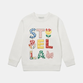 Stella McCartney Kids Παιδικό Κρεμ Φούτερ με Πολύχρωμο Κεντημένο Λογότυπο Stella