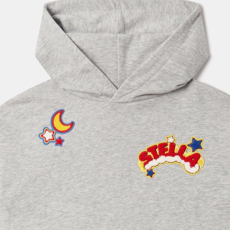 Stella McCartney Kids Παιδικό Κοριτσίστικο Γκρι Μελανζέ Σετ Φόρμας με Κόκκινο Λογότυπο Stella