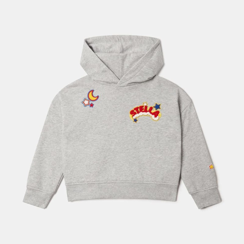 Stella McCartney Kids Παιδικό Κοριτσίστικο Γκρι Μελανζέ Σετ Φόρμας με Κόκκινο Λογότυπο Stella