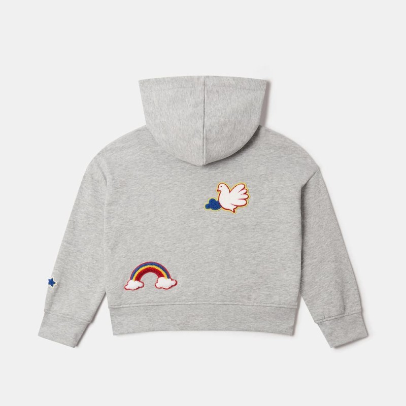 Stella McCartney Kids Παιδικό Κοριτσίστικο Γκρι Μελανζέ Σετ Φόρμας με Κόκκινο Λογότυπο Stella