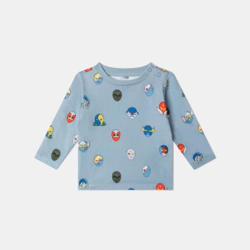 Stella McCartney Kids Baby Boy Blue Superhero Print Jersey Top