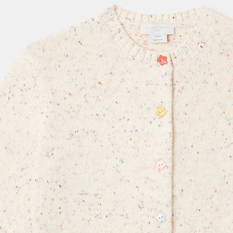 Stella McCartney Kids Children's Cream Embroidered Knit Cardigan