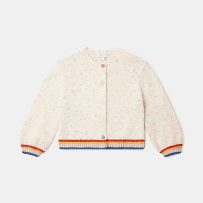 Stella McCartney Kids Children's Cream Embroidered Knit Cardigan