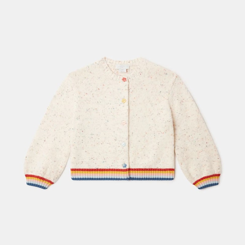 Stella McCartney Kids Children's Cream Embroidered Knit Cardigan