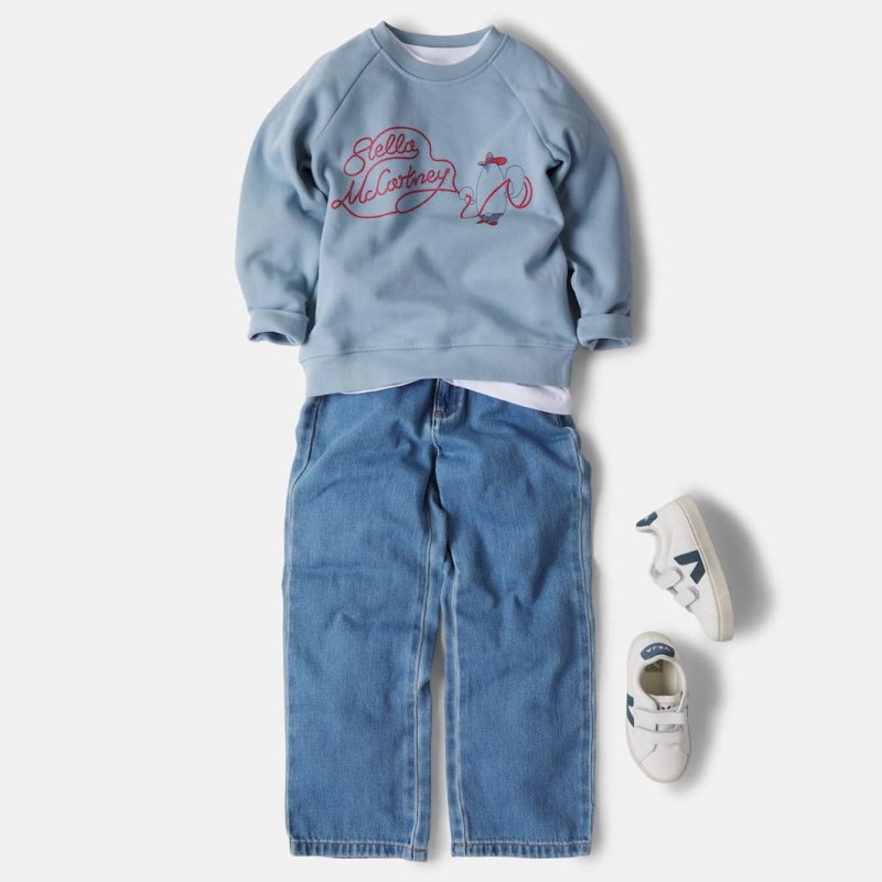 Stella McCartney Kids Παιδικό Μπλε Βαμβακερό Φούτερ με Στάμπα Cowboy