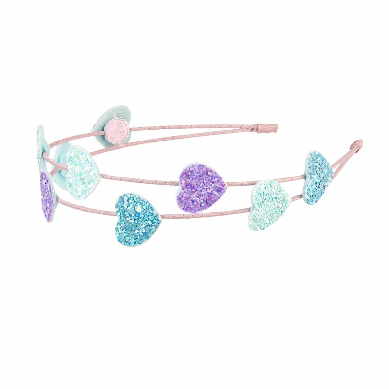 Toy Box παιδική στέκα / τιάρα Lucille ροζ με μπλε-μωβ γκλίτερ καρδιές