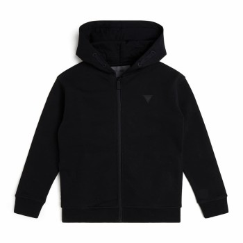 GUESS Παιδική Μαύρη Αγορίστικη Ζακέτα Φούτερ με Ενσωματωμένη Κουκούλα