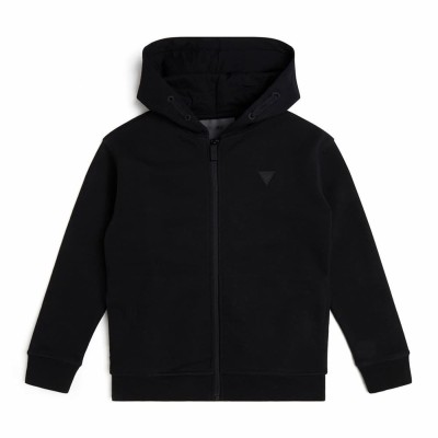 GUESS Παιδική Μαύρη Αγορίστικη Ζακέτα Φούτερ με Ενσωματωμένη Κουκούλα