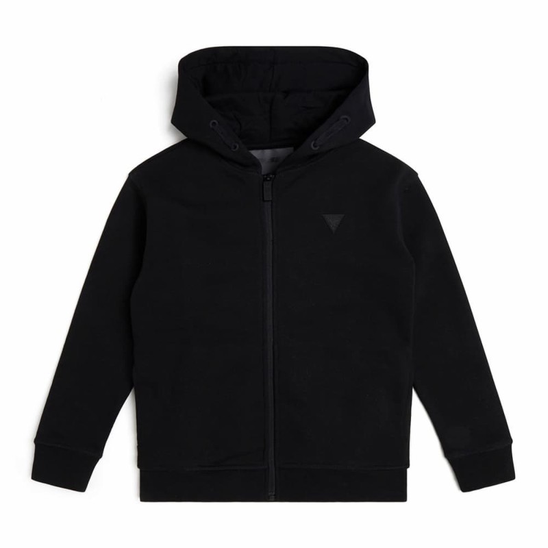 GUESS Παιδική Μαύρη Αγορίστικη Ζακέτα Φούτερ με Ενσωματωμένη Κουκούλα