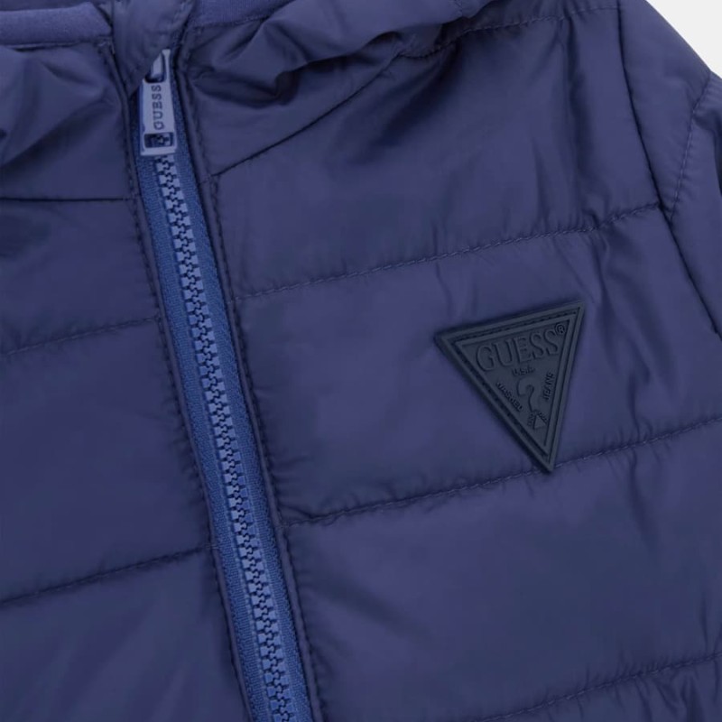 GUESS Boys' Dark Blue Quilted Puffer Jacket with Hood