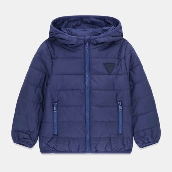 GUESS Boys' Dark Blue Quilted Puffer Jacket with Hood