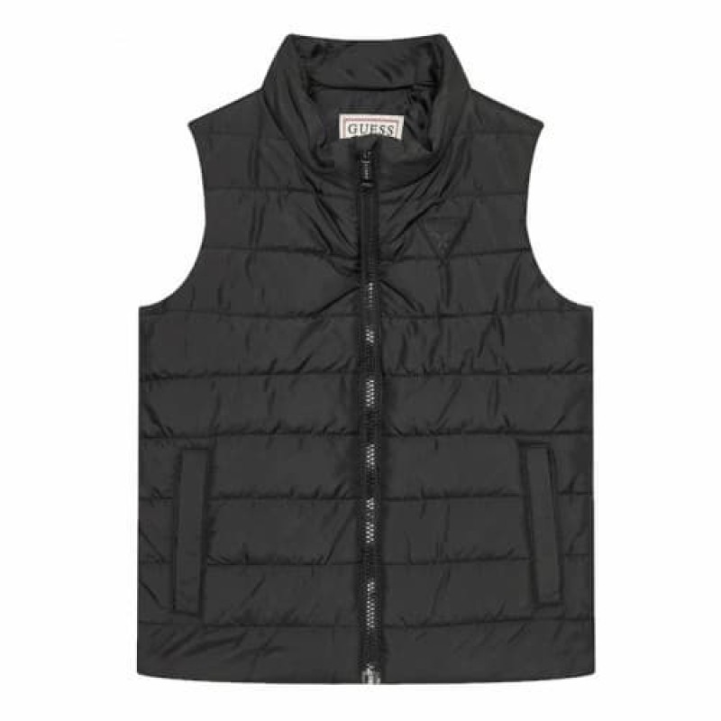 Guess Παιδικό Μαύρο Αμάνικο Καπιτονέ Μπουφάν