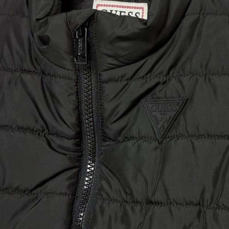 Guess Παιδικό Μαύρο Αμάνικο Καπιτονέ Μπουφάν