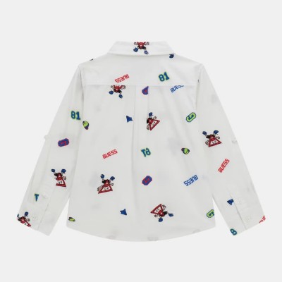 GUESS Παιδικό Αγορίστικο Πουκάμισο Ποπλίνα με Κέντημα Λευκό