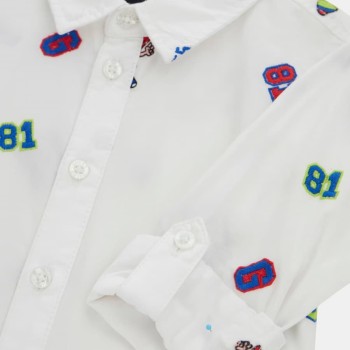 GUESS Παιδικό Αγορίστικο Πουκάμισο Ποπλίνα με Κέντημα Λευκό