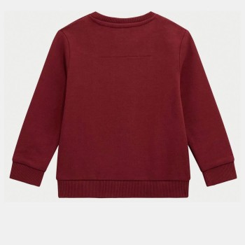 GUESS Βρεφική Αγορίστικη Μπορντό Φούτερ Μπλούζα με Στάμπα Καφέ Αρκούδιου