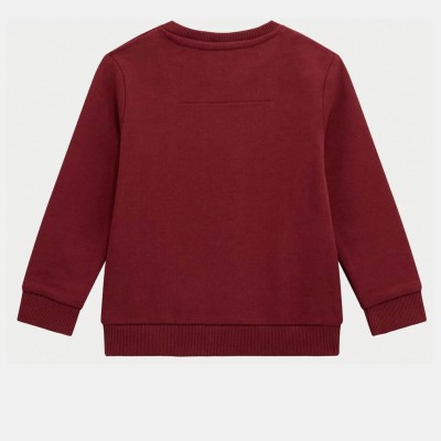 GUESS Βρεφική Αγορίστικη Μπορντό Φούτερ Μπλούζα με Στάμπα Καφέ Αρκούδιου