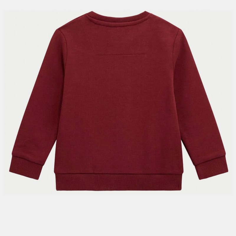 GUESS Βρεφική Αγορίστικη Μπορντό Φούτερ Μπλούζα με Στάμπα Καφέ Αρκούδιου