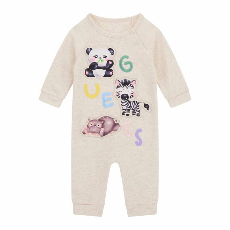 Guess Baby Beige Romper with Jungle Animals