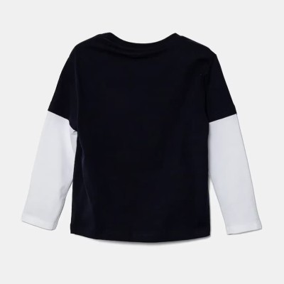 GUESS Boys’ Dark Blue Long-sleeve T-shirt With Embroidered Brown Teddy Bear