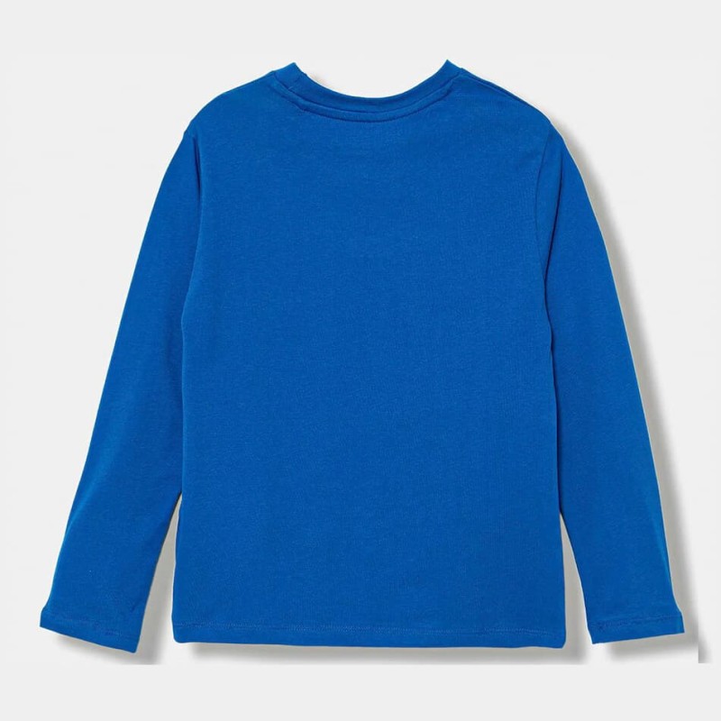 Guess – Boys’ Long-Sleeve Royal Blue Cotton T-Shirt with Triangle Logo Print