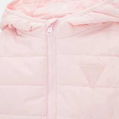 GUESS Girls' Pink Quilted Hooded Jacket