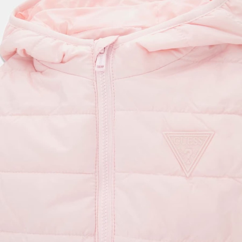 GUESS Girls' Pink Quilted Hooded Jacket GUESS Girls' Pink Quilted Hooded Jacket