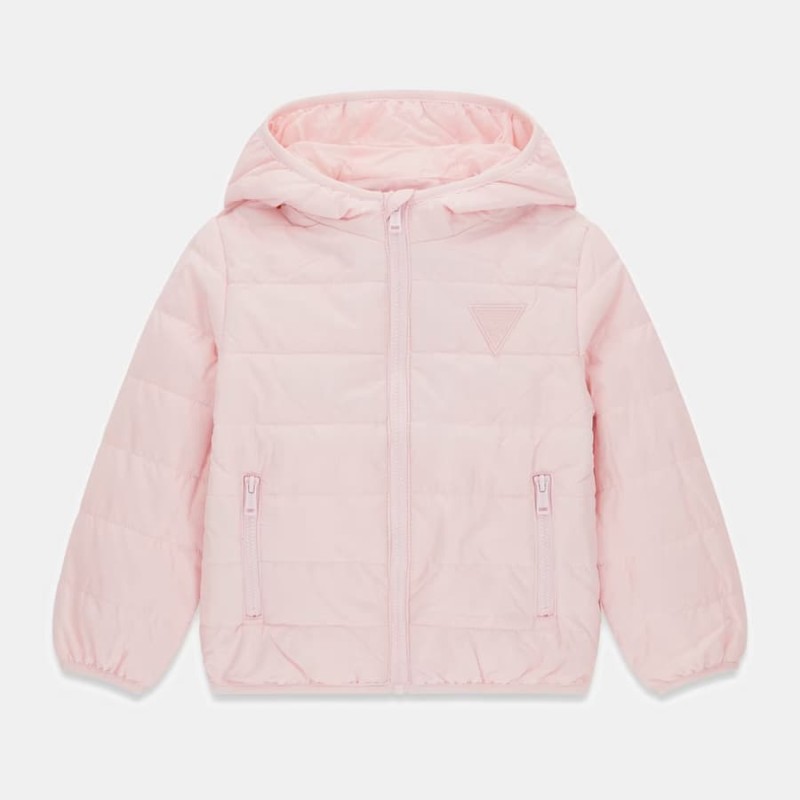 GUESS Girls' Pink Quilted Hooded Jacket