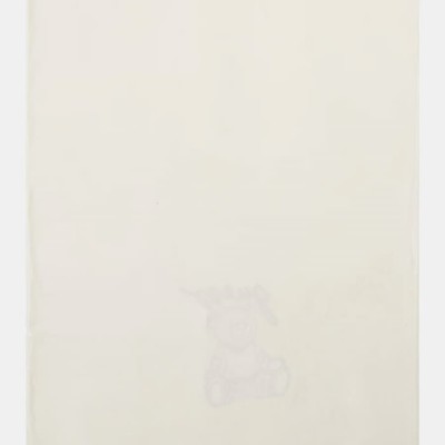 GUESS Kids’ Cream Knitted Blanket with Brown Embroidered Teddy Bear
