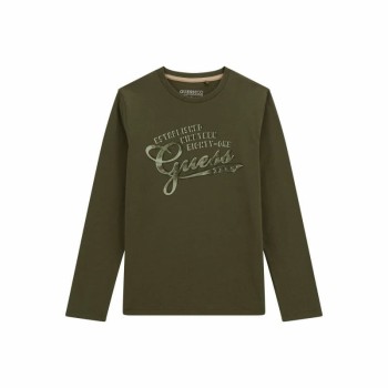 Guess – Boys’ Green Long-Sleeve T-Shirt with Grey Print
