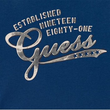Guess – Boys’ Long-Sleeve Blue Cotton T-Shirt with Grey Print