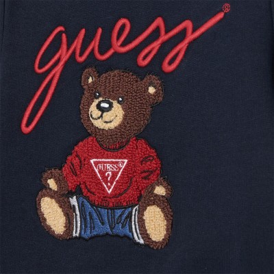 Guess – Boys’ Dark Blue Cotton Sweatshirt with Embroidered Bear
