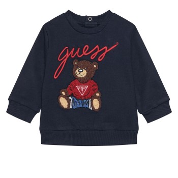 Guess – Boys’ Dark Blue Cotton Sweatshirt with Embroidered Bear