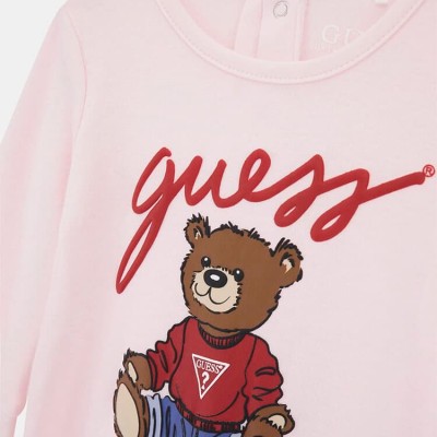 Guess – Baby Girls’ Pink Cotton Romper with Bear