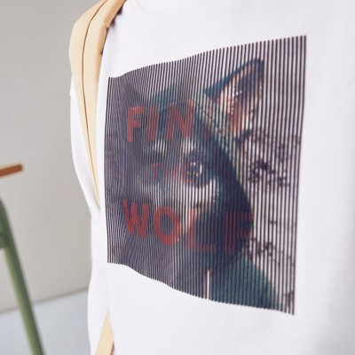 Mayoral Boys’ Cream Long-Sleeve Blouse with Wolf Print