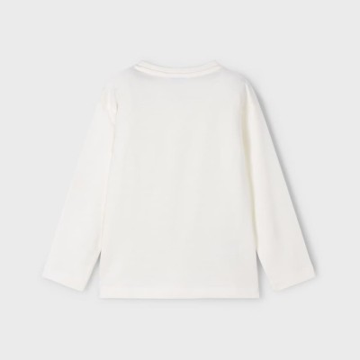 Mayoral Boys’ Cream Long-Sleeve Blouse with Wolf Print