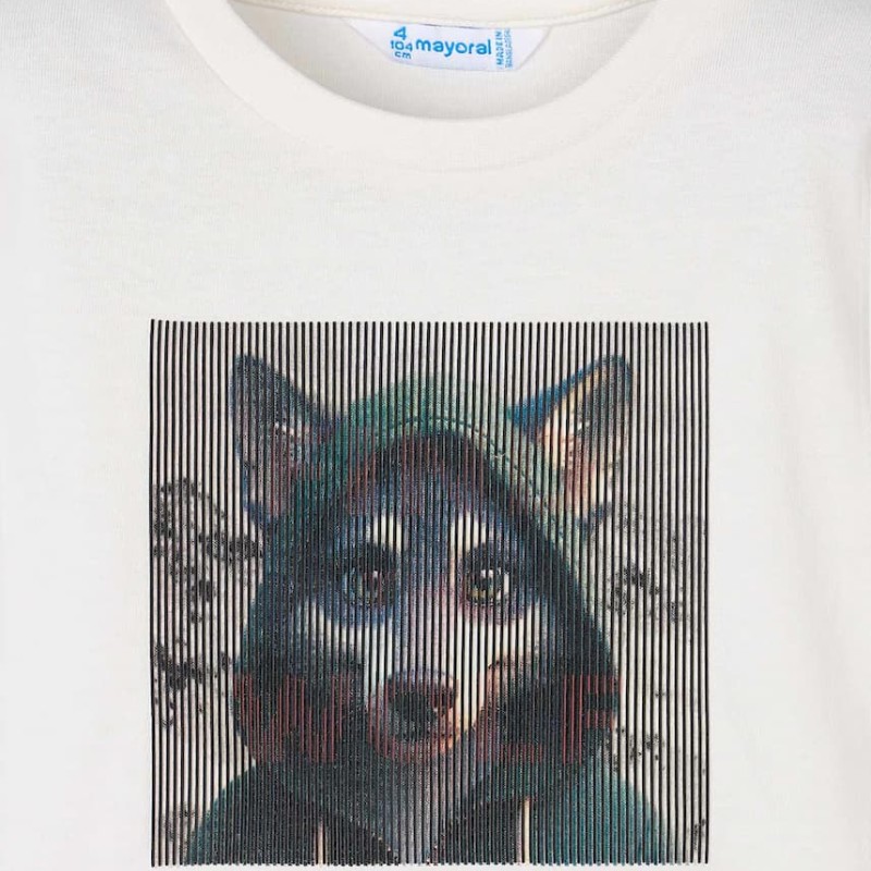 Mayoral Boys’ Cream Long-Sleeve Blouse with Wolf Print Mayoral Boys’ Cream Long-Sleeve Blouse with Wolf Print