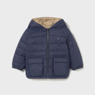 Mayoral – Reversible Baby Jacket Navy/Beige with Bear Print